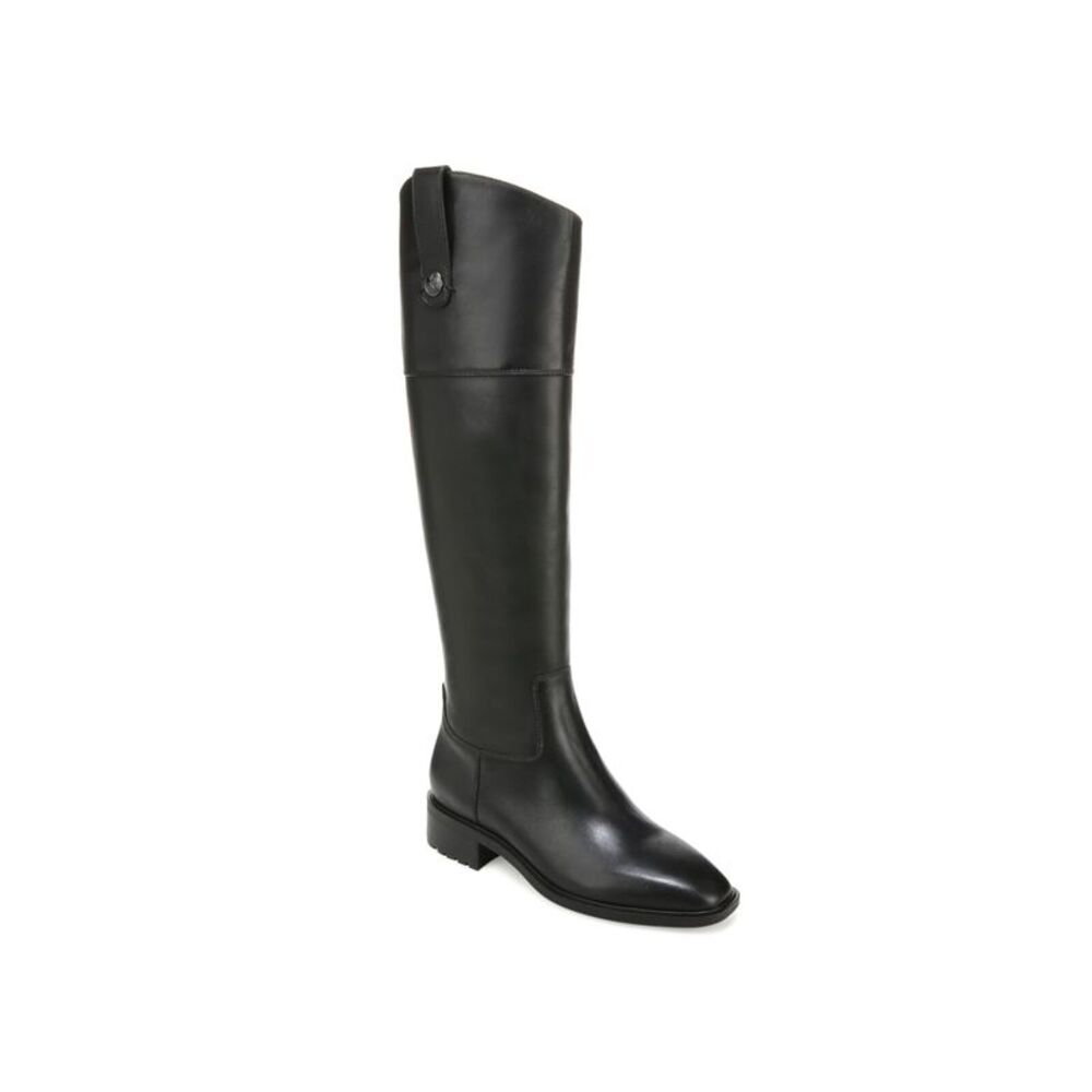 NWT SAM EDELMAN Womens Black Button Drina Almond Leather Riding Boot 6 M